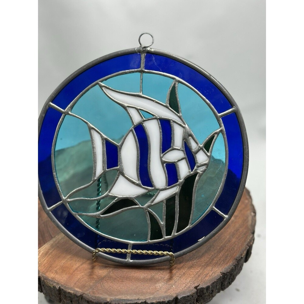 Stained Glass Round Tropical Fish Sun Catcher Under Water
